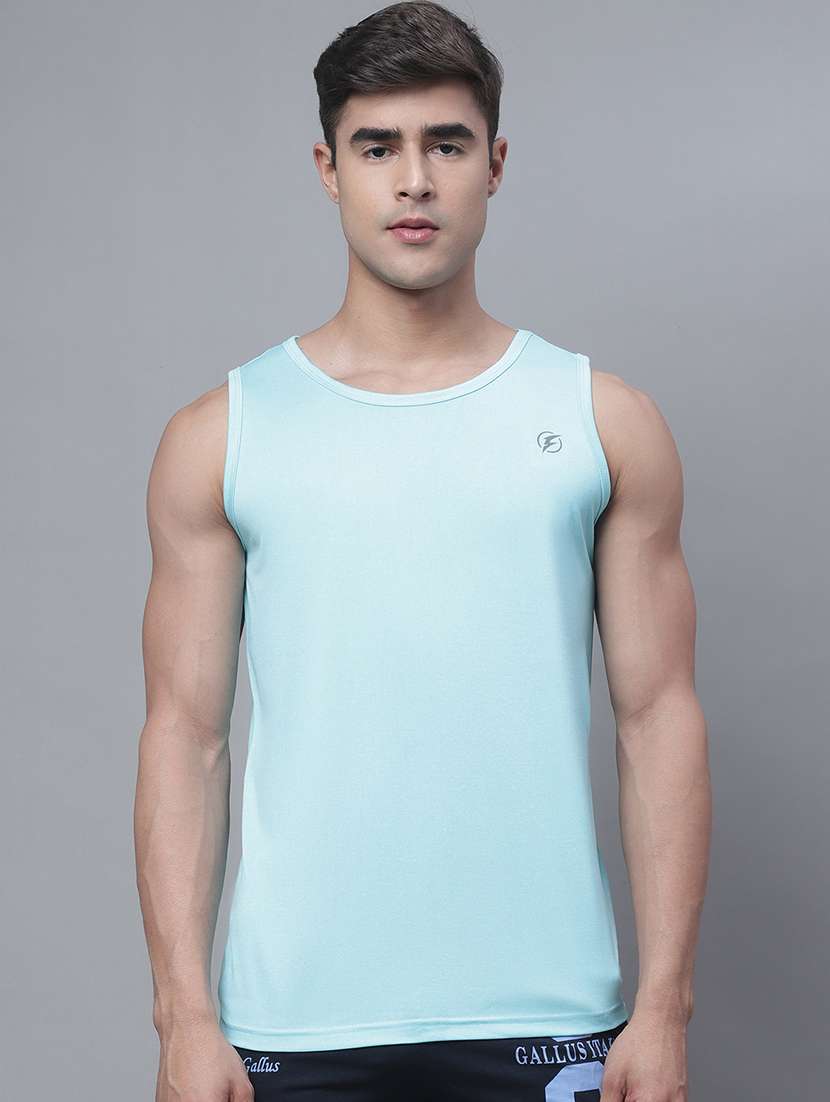 solid turquoise sleeveless t-shirt - 20757349 -  Zoom Image - 0
