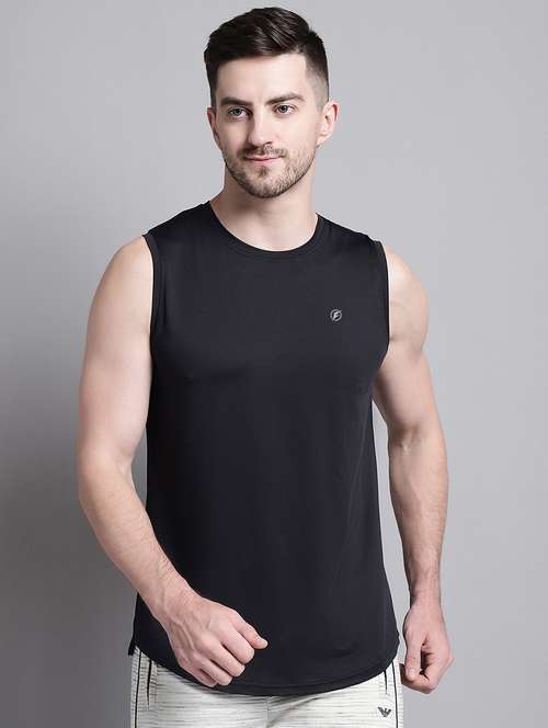 solid black sleeveless t-shirt - 20757355 - Standard Image - 0