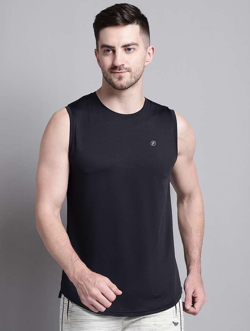 solid black sleeveless t-shirt - 20757355 - Zoom Image - 0