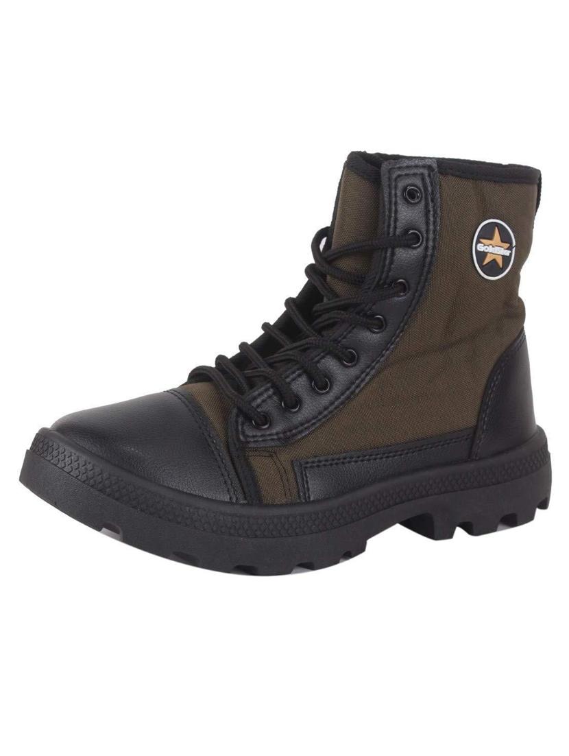 men olive green lace up hiking boots - 20757430 - Standard Image - 3