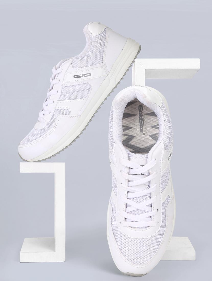 solid white lace up sport shoes - 20757454 - Zoom Image - 0