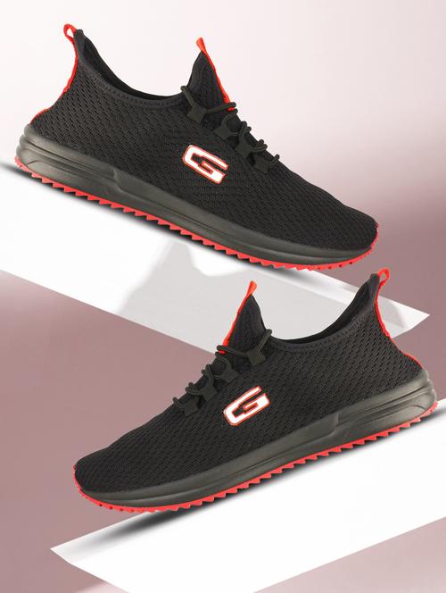 solid black lace up sports shoes - 20757456 -  Standard Image - 0