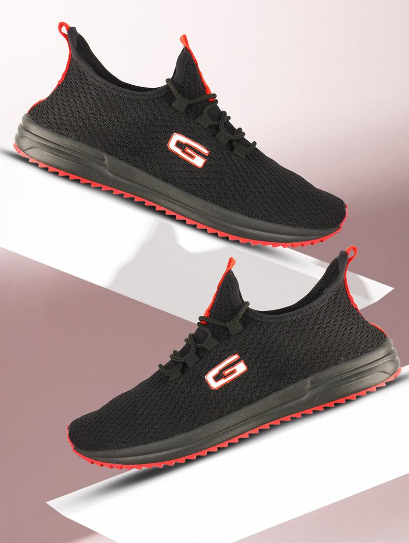 solid black lace up sports shoes - 20757456 -  Zoom Image - 0
