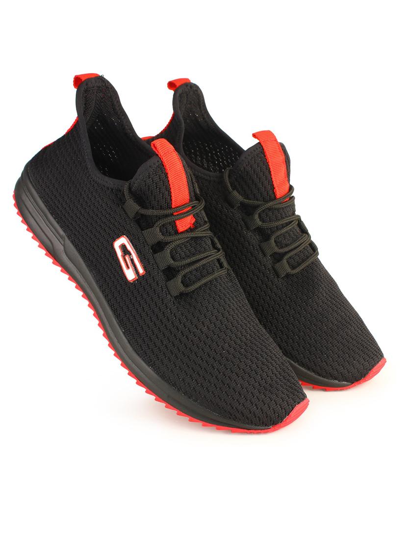 solid black lace up sports shoes - 20757456 - Standard Image - 3