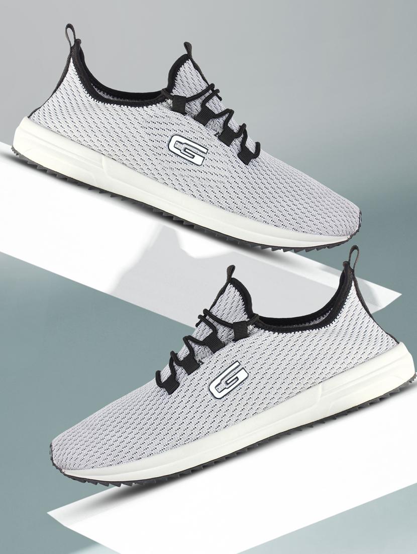 solid grey lace up sport shoes - 20757458 -  Zoom Image - 0