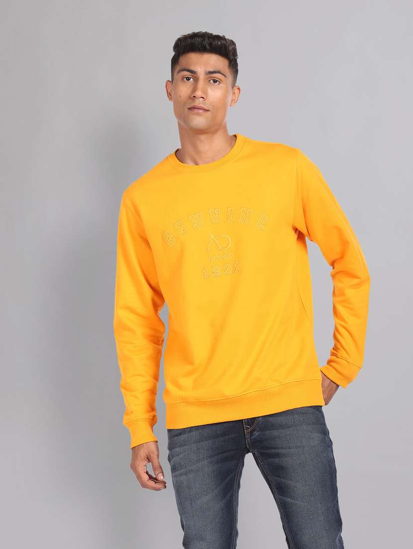 yellow chest embroidered detailed sweatshirt