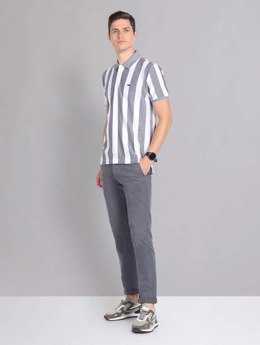 white & grey striped polo t-shirt - 20757487 -  Standard Image - 3