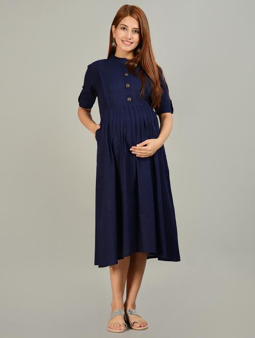 blue rayon maternity wear dress - 20757803 -  Standard Image - 0