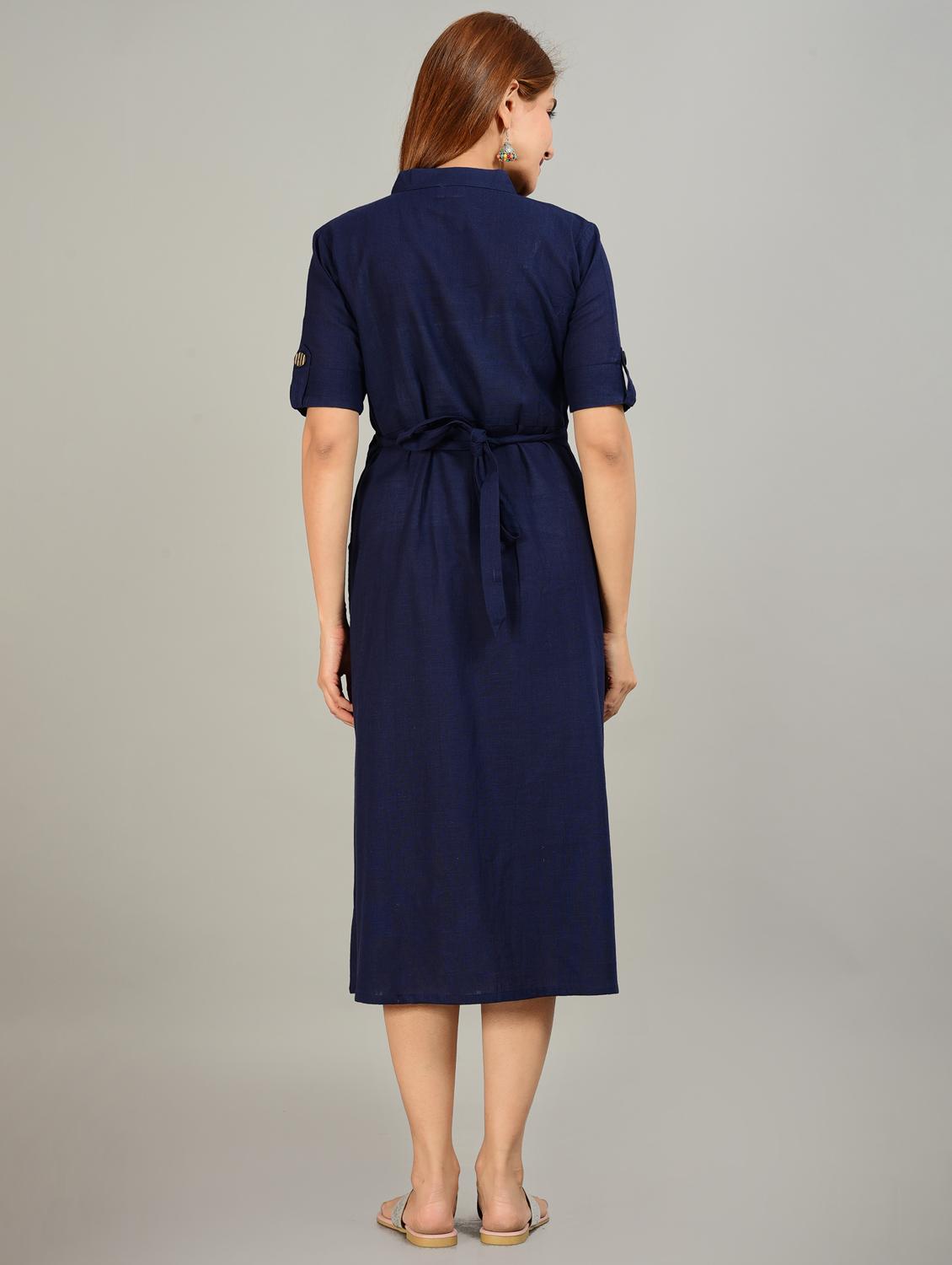 blue rayon maternity wear dress - 20757803 - Standard Image - 3