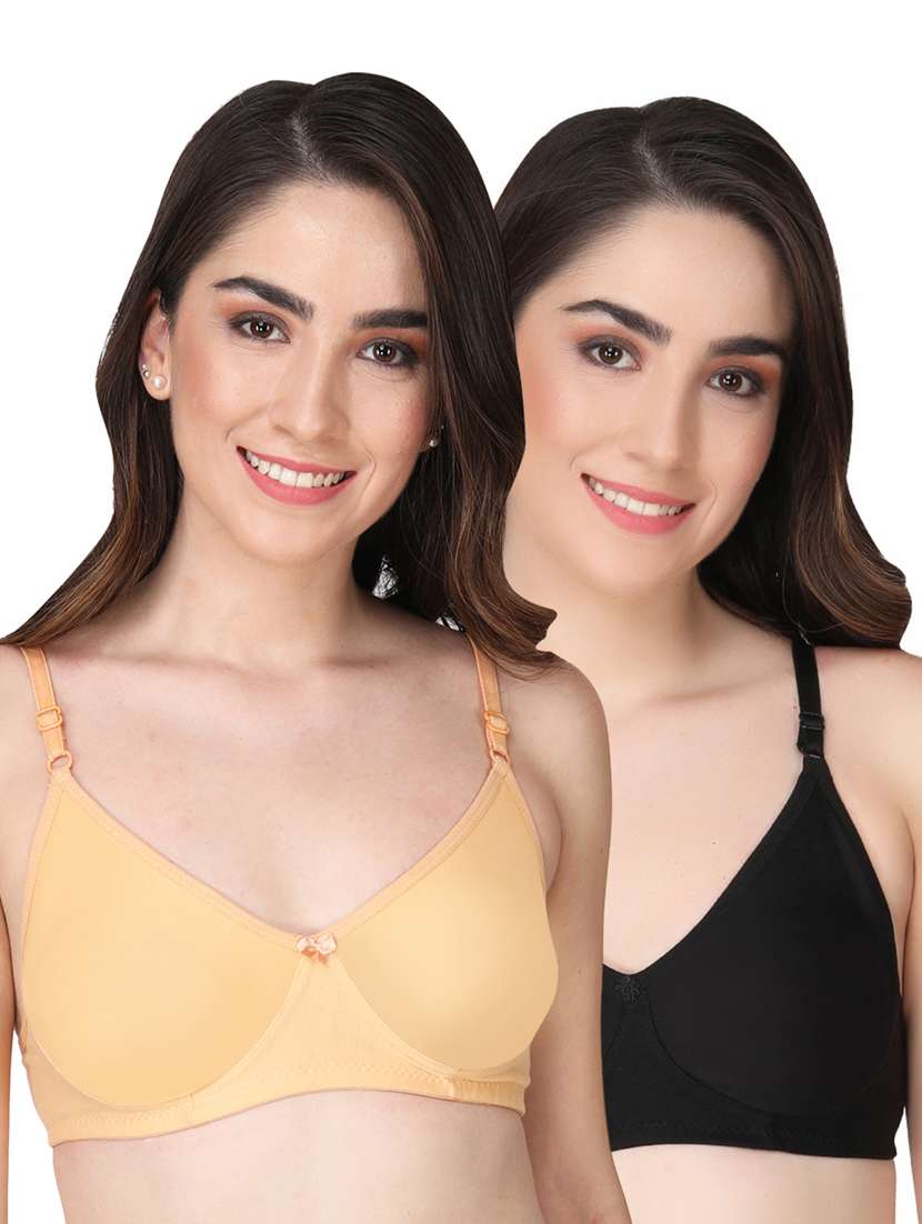 pack of 2 solid multi colored t-shirt bra