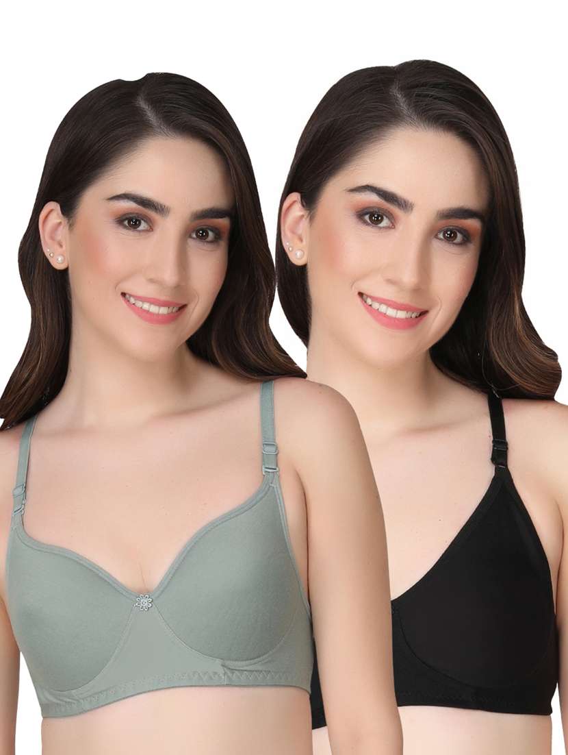 pack of 2 solid multi colored t-shirt bra