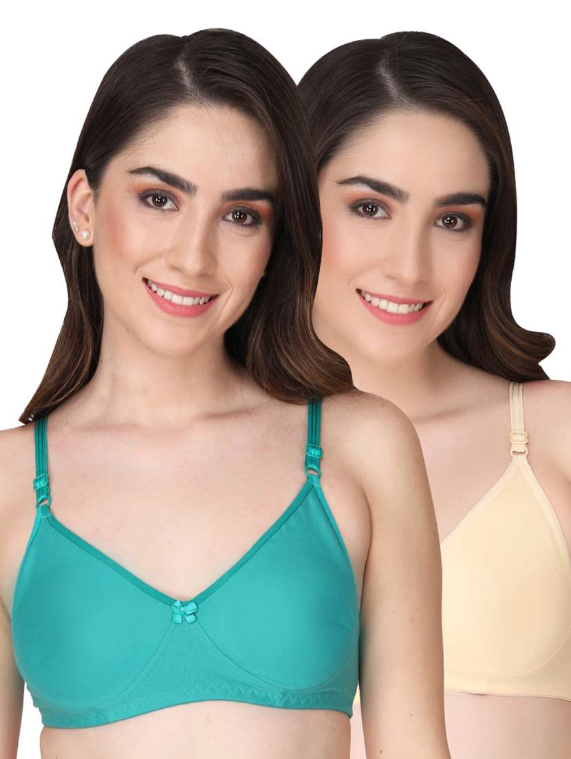 pack of 2 solid multi colored t-shirt bra