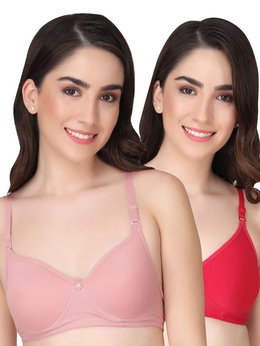 pack of 2 solid multi colored t-shirt bra
