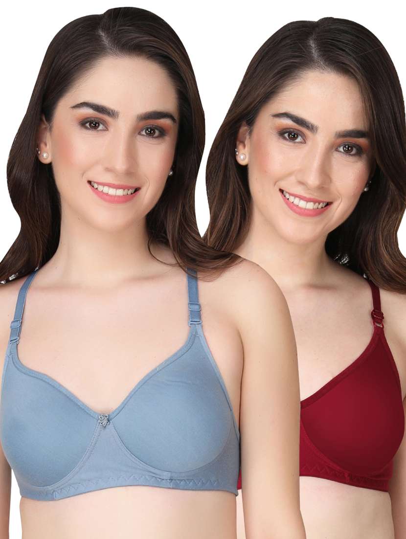 pack of 2 solid multi colored t-shirt bra
