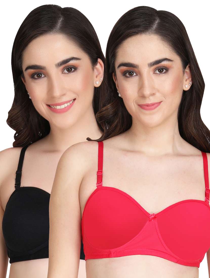 pack of 2 solid multi colored t-shirt bra - 20764015 - Zoom Image - 0