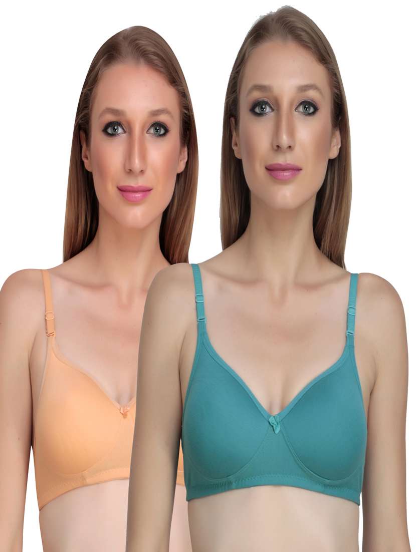 pack of 2 solid multi colored t-shirt bra