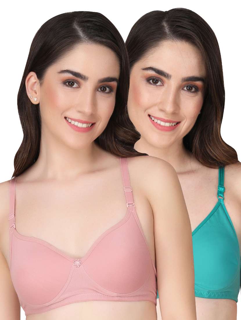 pack of 2 solid multi colored t-shirt bra