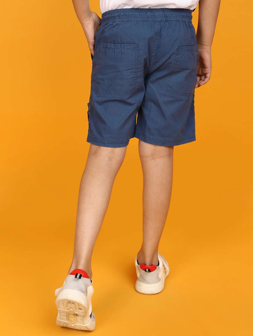 boys blue solid shorts - 20764141 -  Standard Image - 3
