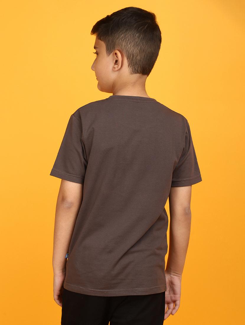 boys brown typographic regular t-shirt - 20764176 - Standard Image - 3