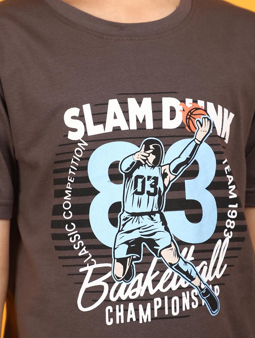 boys brown typographic regular t-shirt - 20764176 - Standard Image - 5