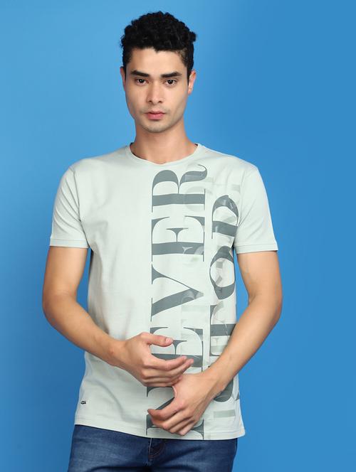 men round neck typographic print t-shirt - 20764177 - Standard Image - 0
