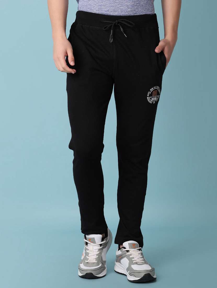 men black placement printed track pant