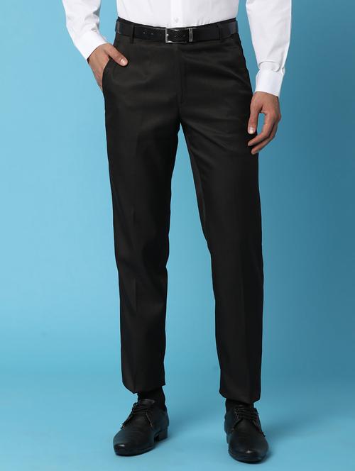 men solid mid rise full length formal trouser - 20764309 - Standard Image - 0