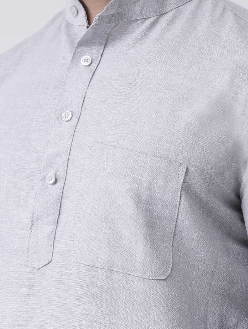 solid grey kurta pyjama set - 20764726 -  Standard Image - 3