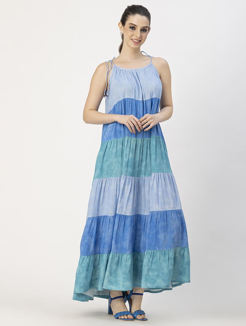 women halter neck tiered maxi dress - 20765892 - Standard Image - 3