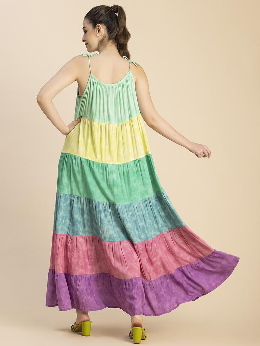 women printed sleeveless tiered dress - 20765894 - Standard Image - 3