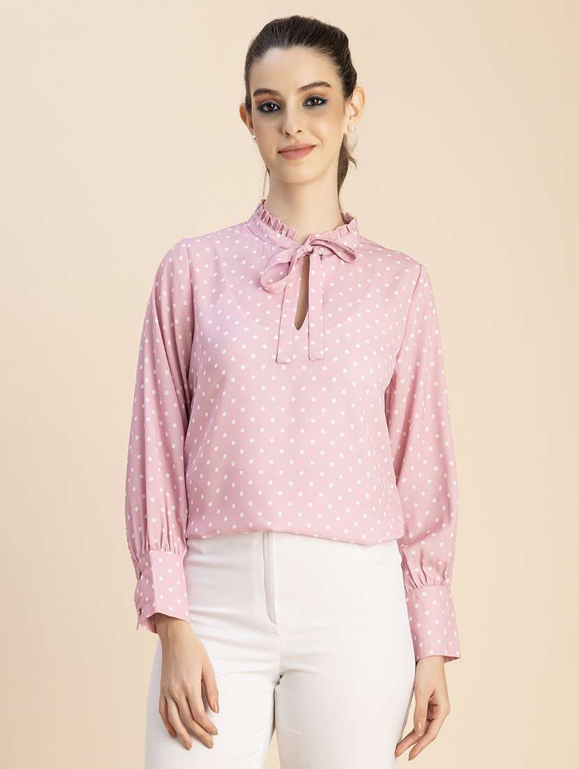 women polka doted puff sleeves top - 20765900 -  Standard Image - 3