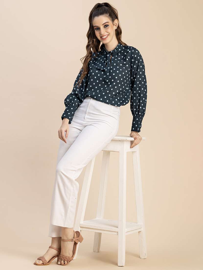 women polka doted puff sleeves top - 20765902 -  Standard Image - 5