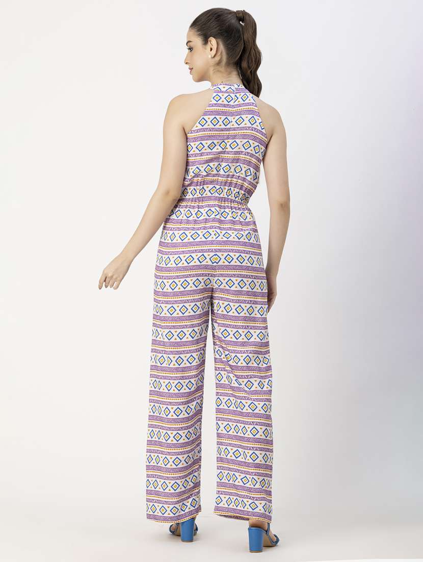 women printed halter neck full leg jumpsuit - 20765907 -  Standard Image - 3