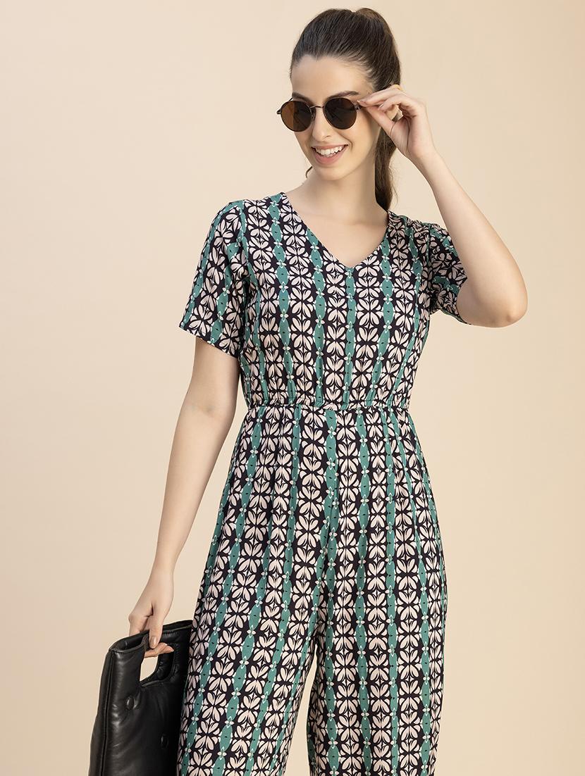women multicolored printed full leg jumpsuit - 20765914 - Standard Image - 5