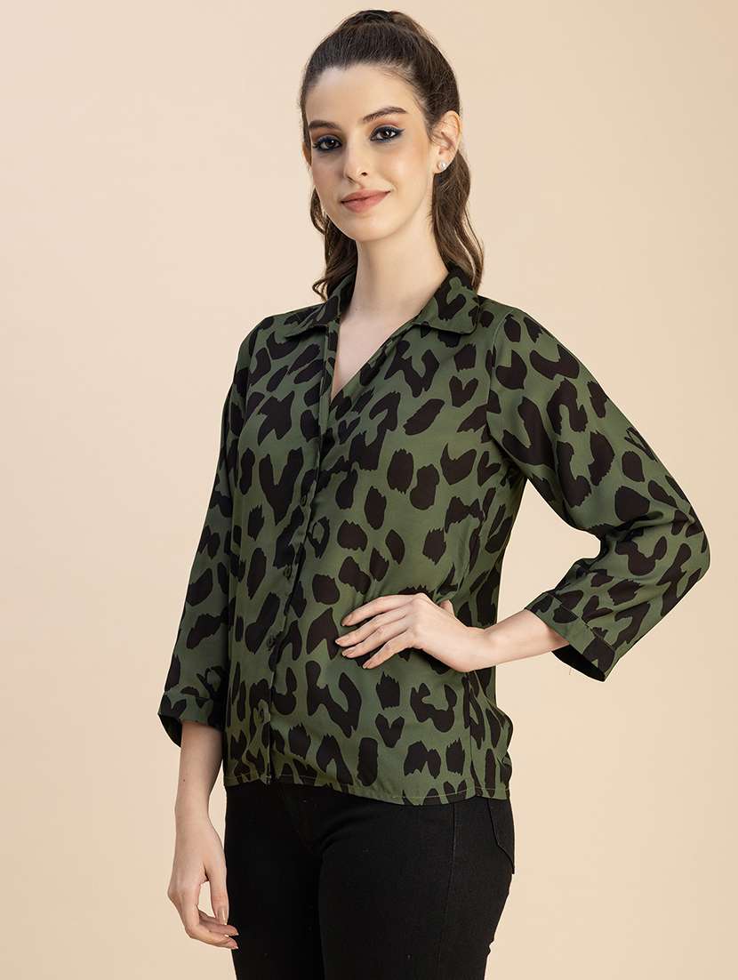 women animal print collared shirt - 20765953 -  Standard Image - 3