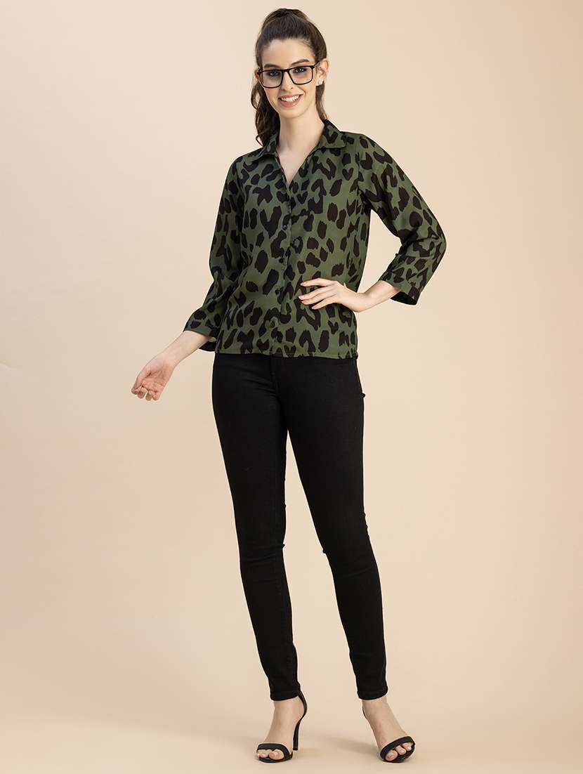 women animal print collared shirt - 20765953 -  Standard Image - 5
