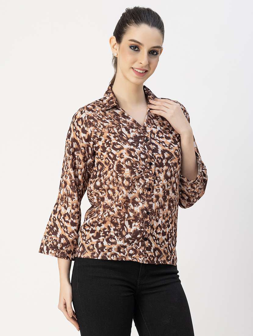women animal print collared shirt - 20765954 -  Standard Image - 3