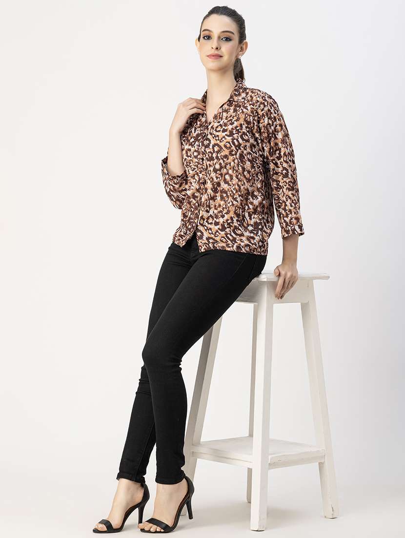 women animal print collared shirt - 20765954 -  Standard Image - 5