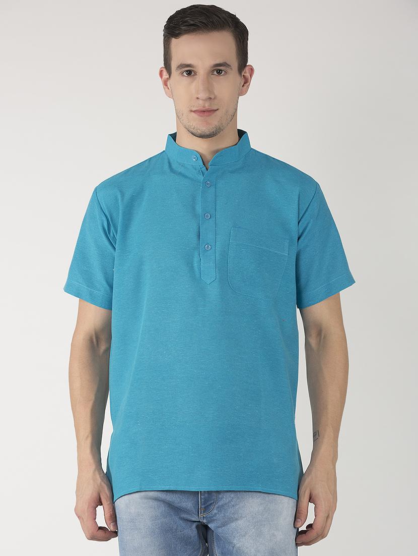 men solid cotton short kurta - 20766008 - Zoom Image - 0