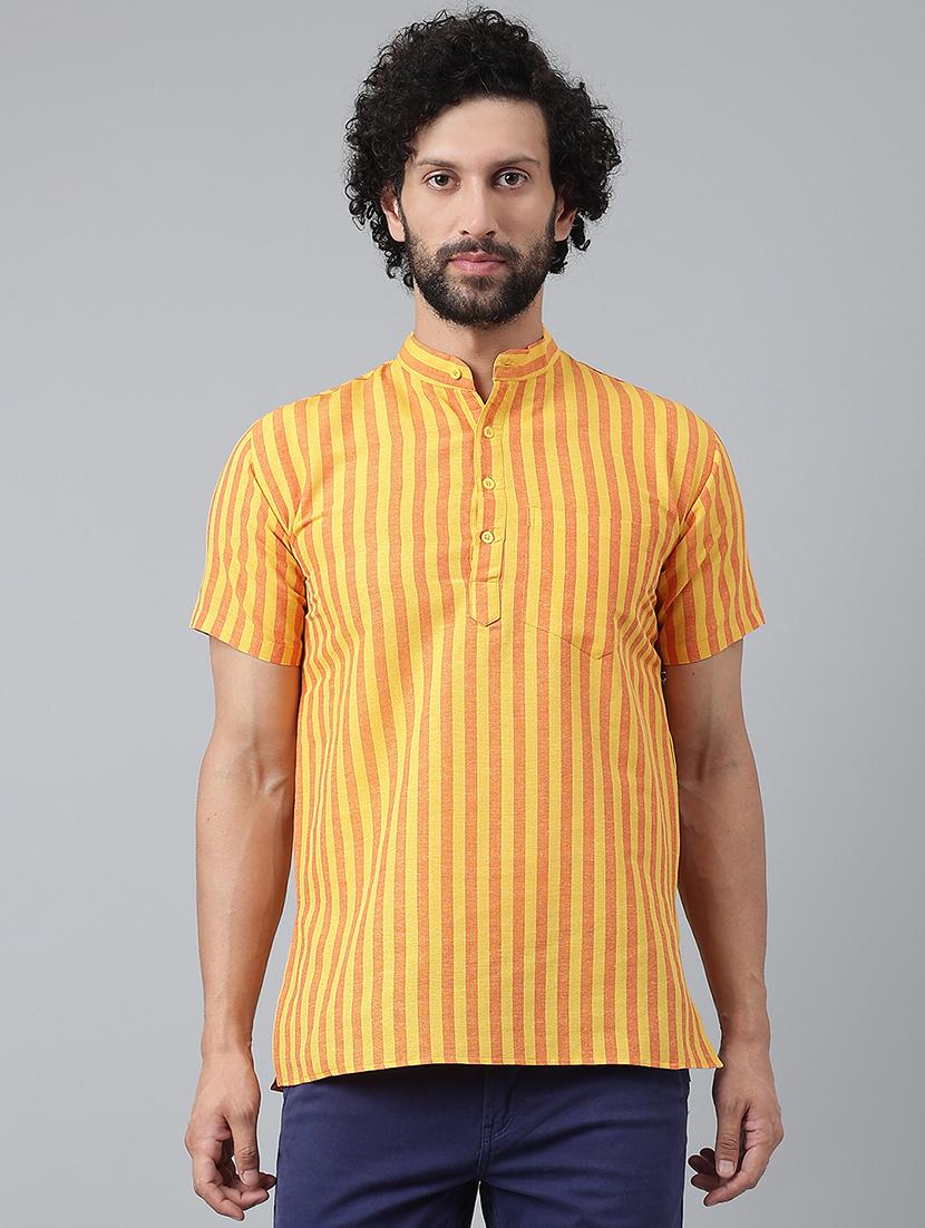 men striped short sleeve short kurta - 20766033 -  Zoom Image - 0