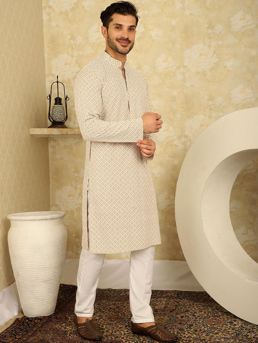 men embroidered long sleeve kurta - 20766342 - Standard Image - 3