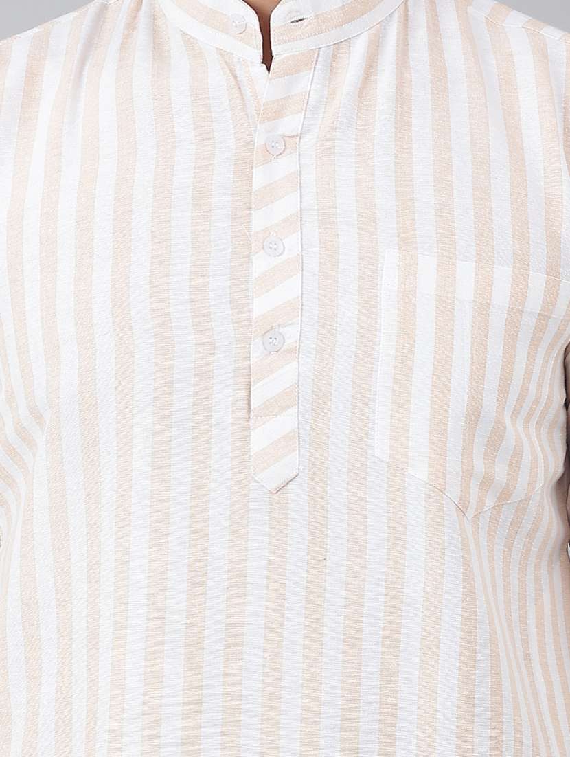 beige striped long kurta - 20766362 -  Standard Image - 3