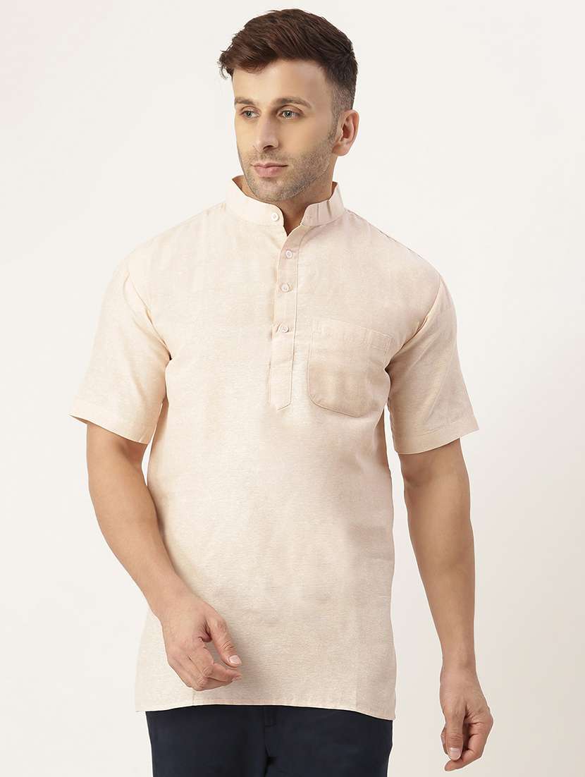 men solid cotton short kurta - 20766872 - Zoom Image - 0
