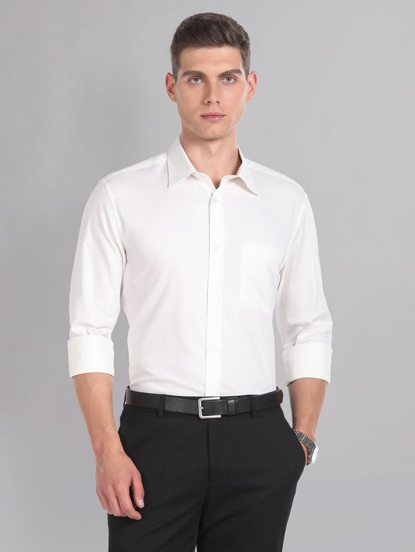 solid white pocket detailed formal shirt - 20766971 - Zoom Image - 0