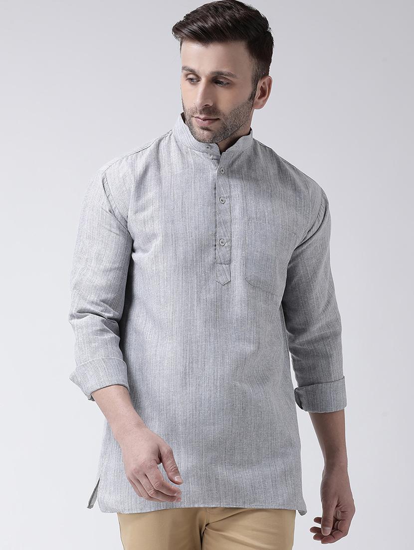 men self design cotton short kurta - 20767048 - Zoom Image - 0