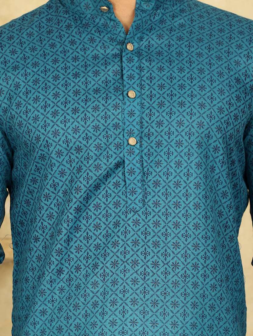 mandarin neck embroidered kurta with churidar set  - 20767169 -  Standard Image - 5