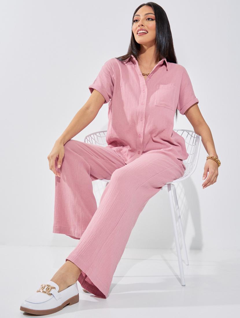 women mid-rise solid wide legtrouser - 20767351 - Standard Image - 3
