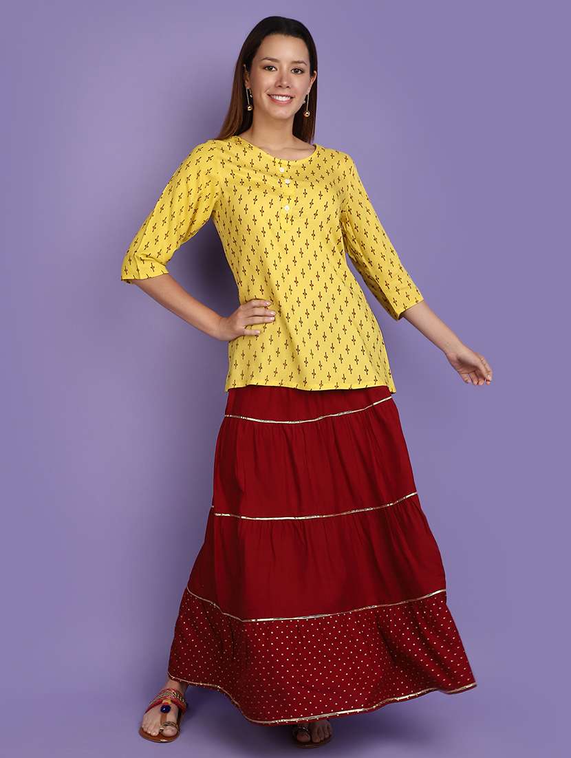 women yellow printed round neck top - 20767533 -  Standard Image - 3