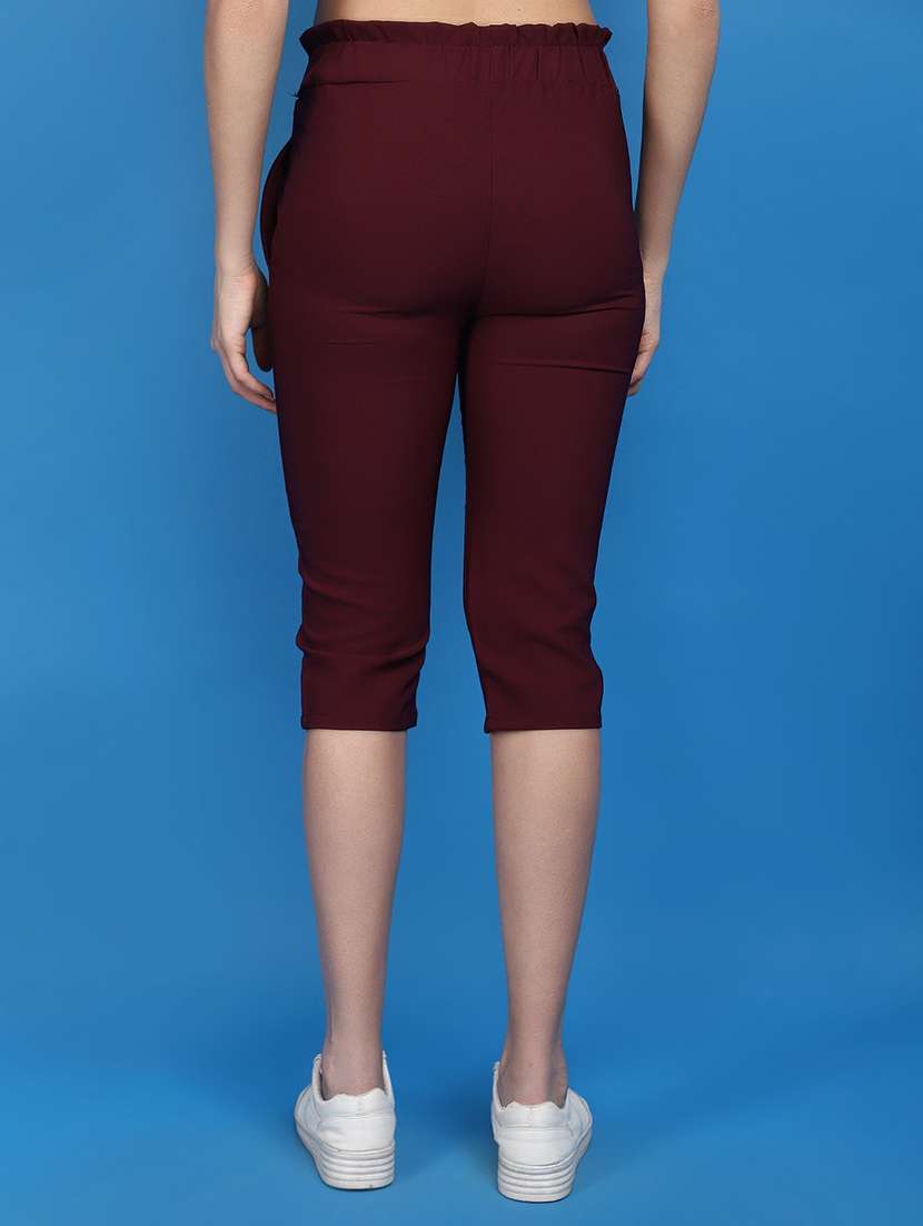 women solid mid rise slim fit capri - 20767540 -  Standard Image - 3