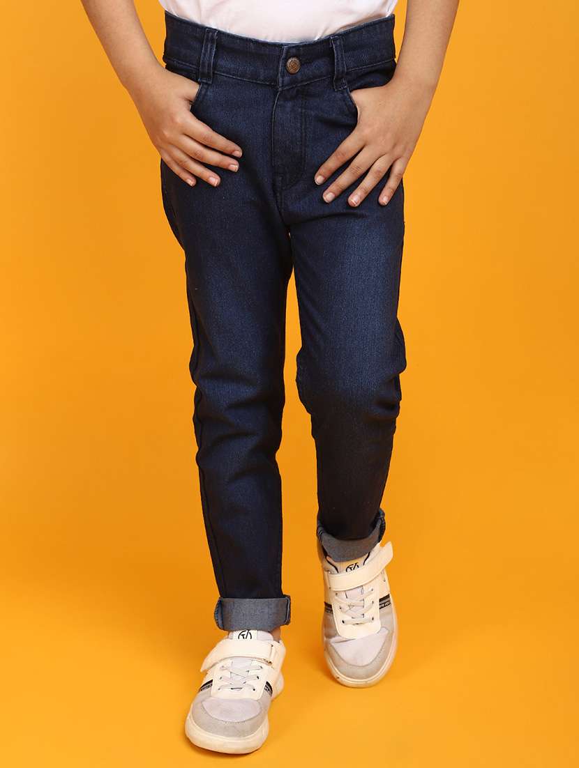 solid navy blue slim fit denim jeans